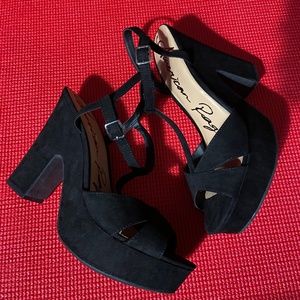 Black Suede Cutout Heels